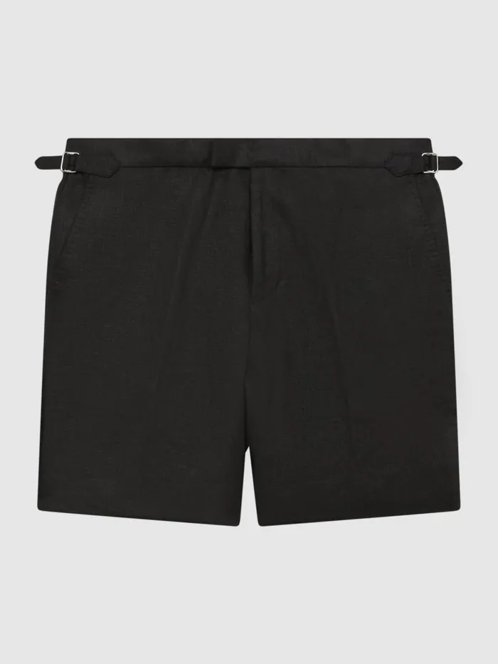 Reiss Shorts Searcy Linen Side Adjuster Shorts Black 8211 Men