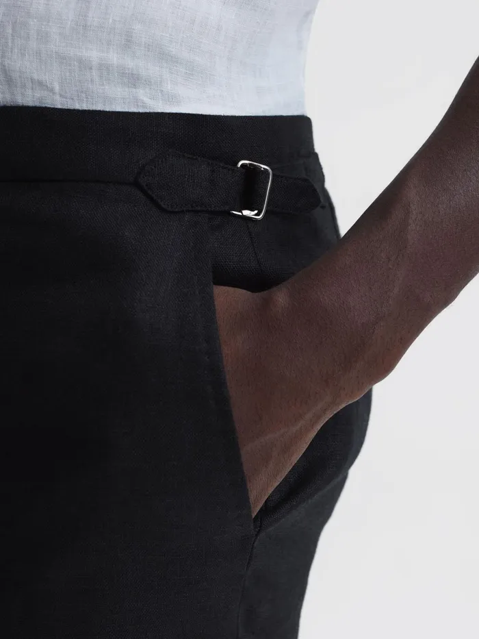 Reiss Shorts Searcy Linen Side Adjuster Shorts Black 8211 Men