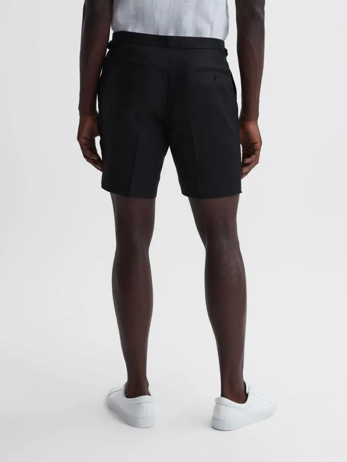 Reiss Shorts Searcy Linen Side Adjuster Shorts Black 8211 Men