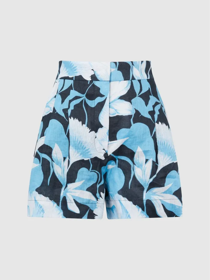 Reiss Shorts Sky Linen Floral Printed Shorts Blue Print 8211 Women