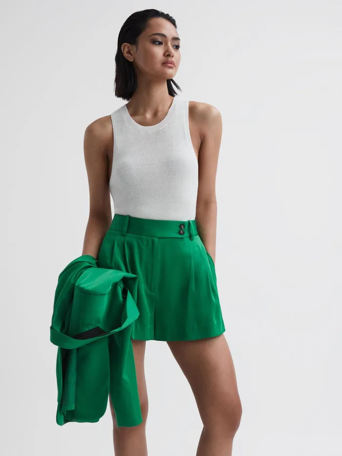 Reiss Shorts Sofie Mid Rise Tailored Shorts Green 8211 Women