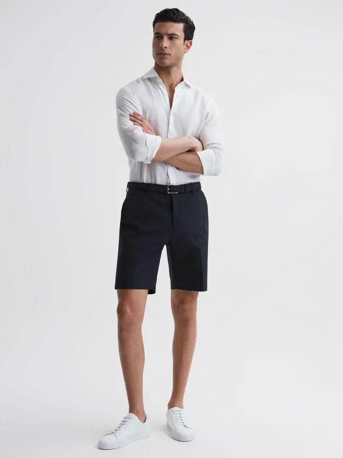 Reiss Shorts Southbury Cotton Blend Chino Shorts Navy 8211 Men