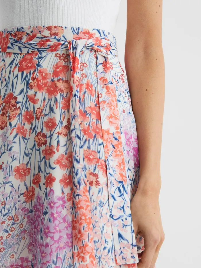 Reiss Skirts Elle Floral Print High Rise Mini Skirt Coralwhite 8211 Women