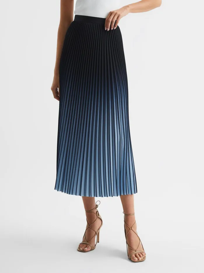 Reiss Skirts Marlie Ombre Pleated Midi Skirt Bright Blue 8211 Women