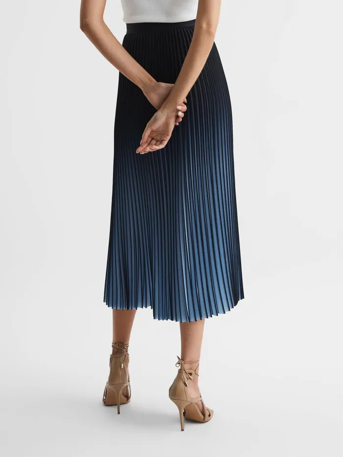 Reiss Skirts Marlie Ombre Pleated Midi Skirt Bright Blue 8211 Women