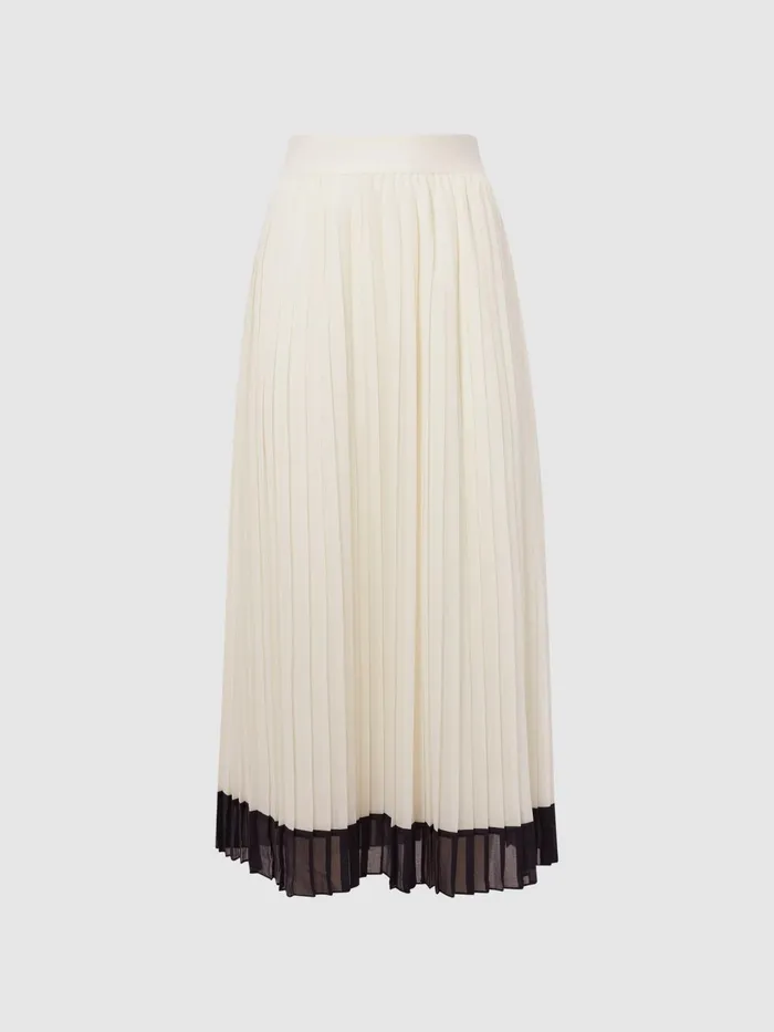 Reiss Skirts Osti Pleated Midi Skirt White 8211 Women