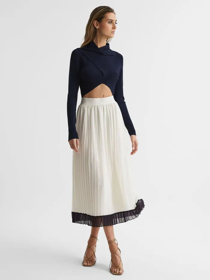 Reiss Skirts Osti Pleated Midi Skirt White 8211 Women
