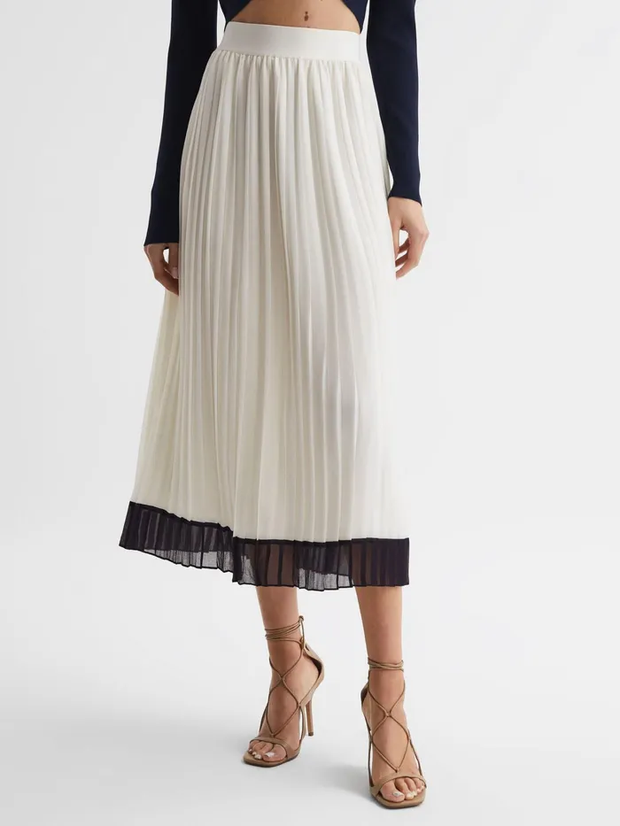 Reiss Skirts Osti Pleated Midi Skirt White 8211 Women