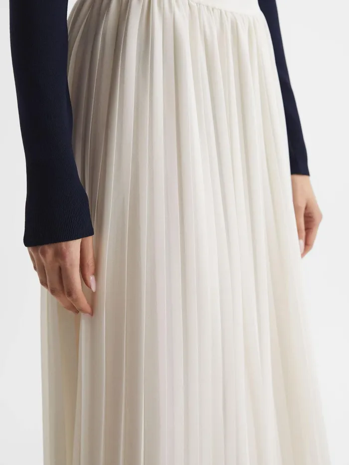 Reiss Skirts Osti Pleated Midi Skirt White 8211 Women