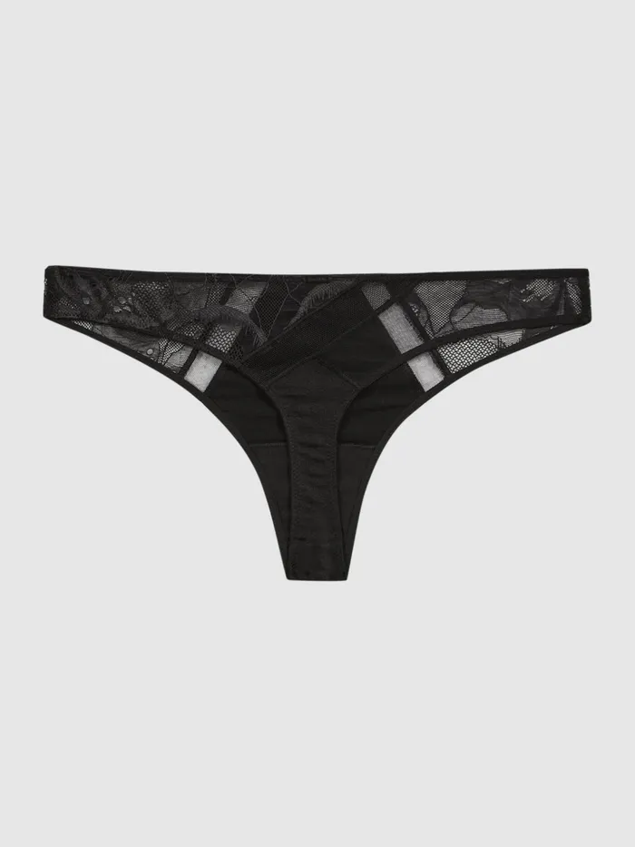 Reiss Socks and Underwear Calvin Klein Underwear Satin Lace Thong Black 8211 Women