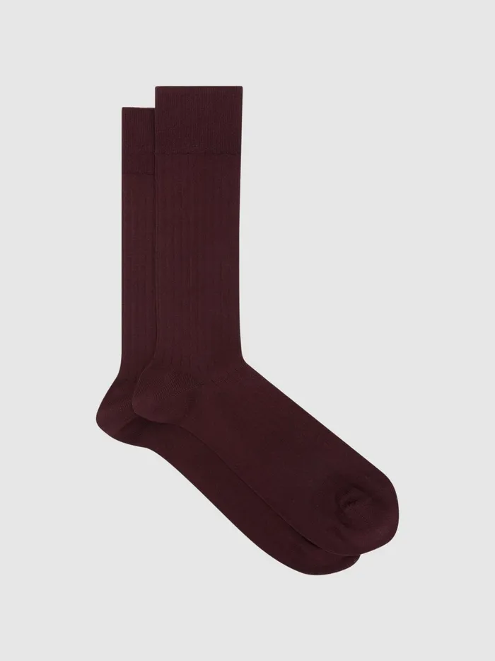Reiss Socks and Underwear Fela Ribbed Socks Bordeaux 8211 Men