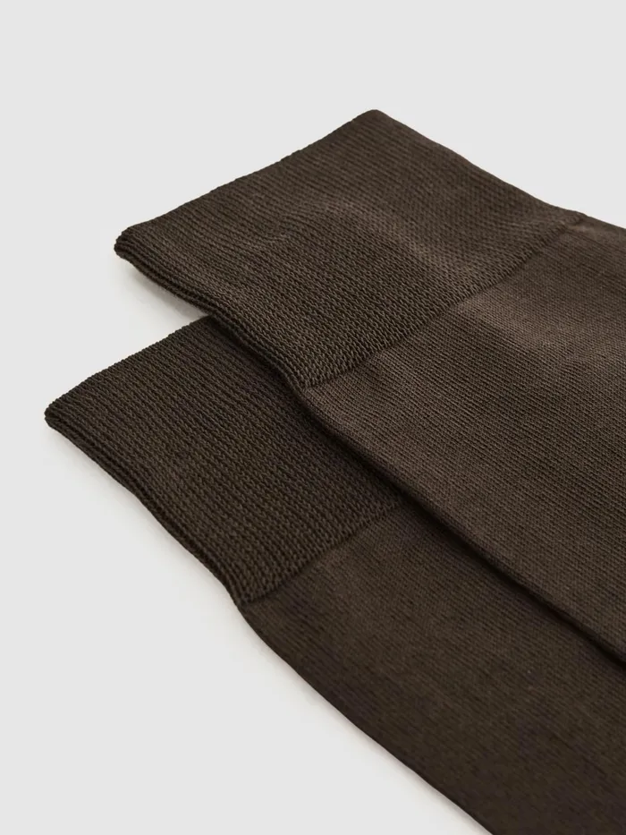 Reiss Socks and Underwear Mari Mercerised Cotton Blend Socks Chocolate 8211 Men