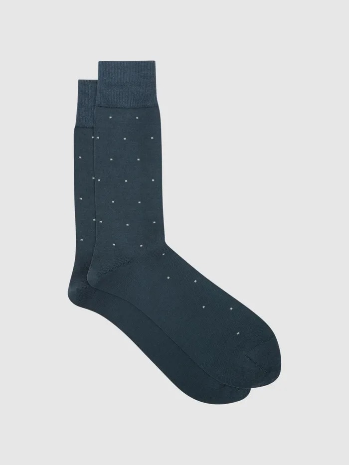 Reiss Socks and Underwear Mario Spot Polka Dot Socks Airforce Blue 8211 Men
