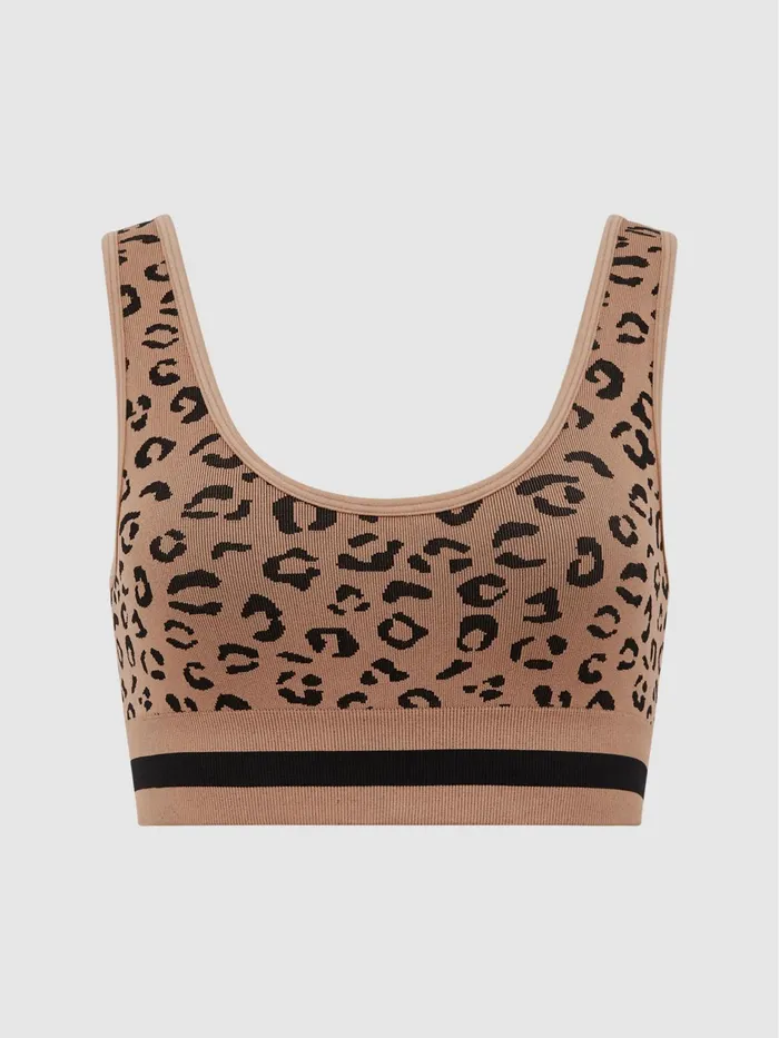 Reiss Socks and Underwear Zanzi Daisy The Upside Leopard Print Sports Bra Tan 8211 Women