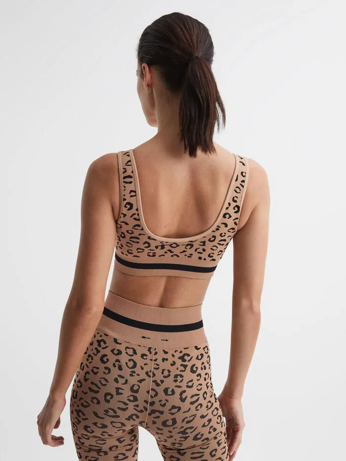 Reiss Socks and Underwear Zanzi Daisy The Upside Leopard Print Sports Bra Tan 8211 Women