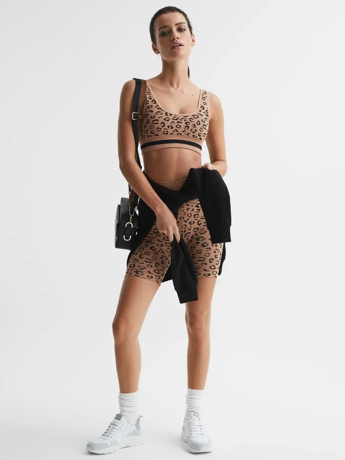 Reiss Socks and Underwear Zanzi Daisy The Upside Leopard Print Sports Bra Tan 8211 Women
