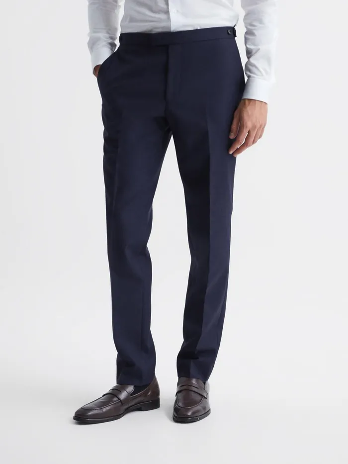 Reiss Suits and Tailoring Bold Slim Fit Wool Trousers Navy 8211 Men