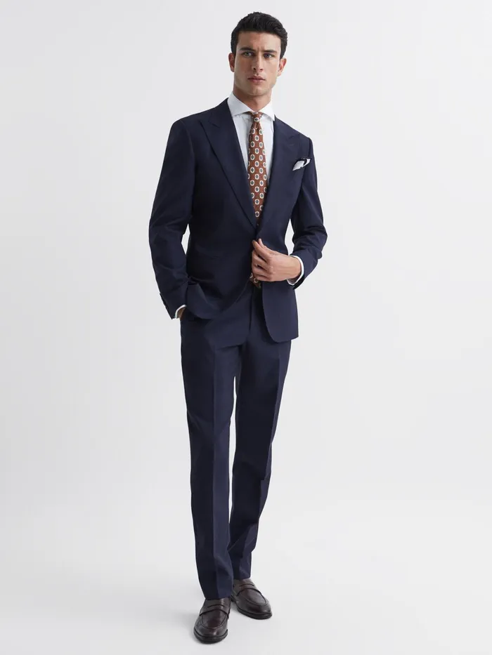 Reiss Suits and Tailoring Bold Slim Fit Wool Trousers Navy 8211 Men