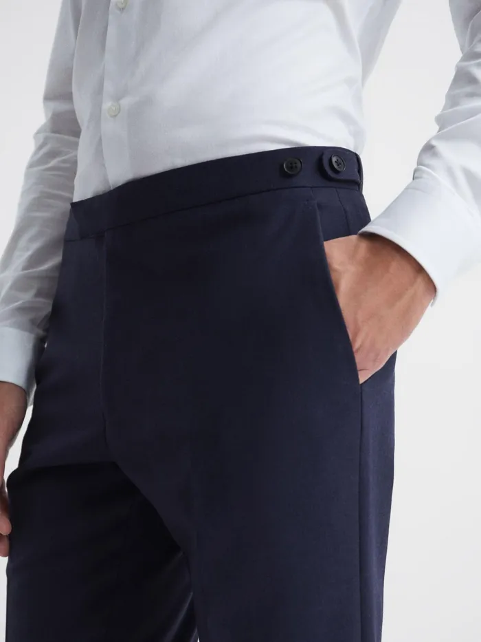 Reiss Suits and Tailoring Bold Slim Fit Wool Trousers Navy 8211 Men