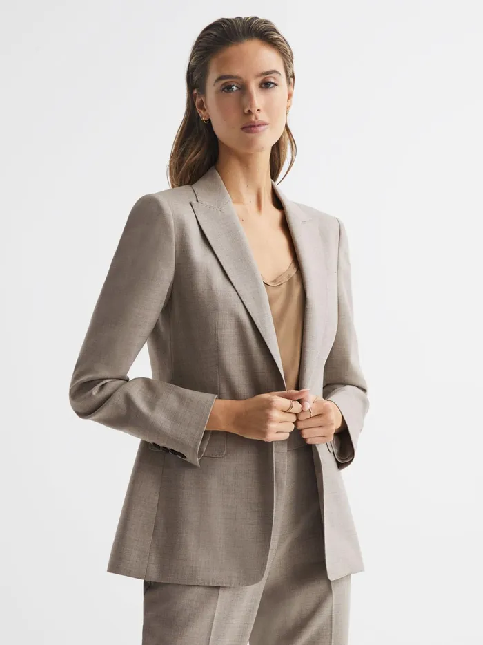 Reiss Suits and Tailoring Emily Wool Blend Tailored Blazer Oatmeal 8211 Women