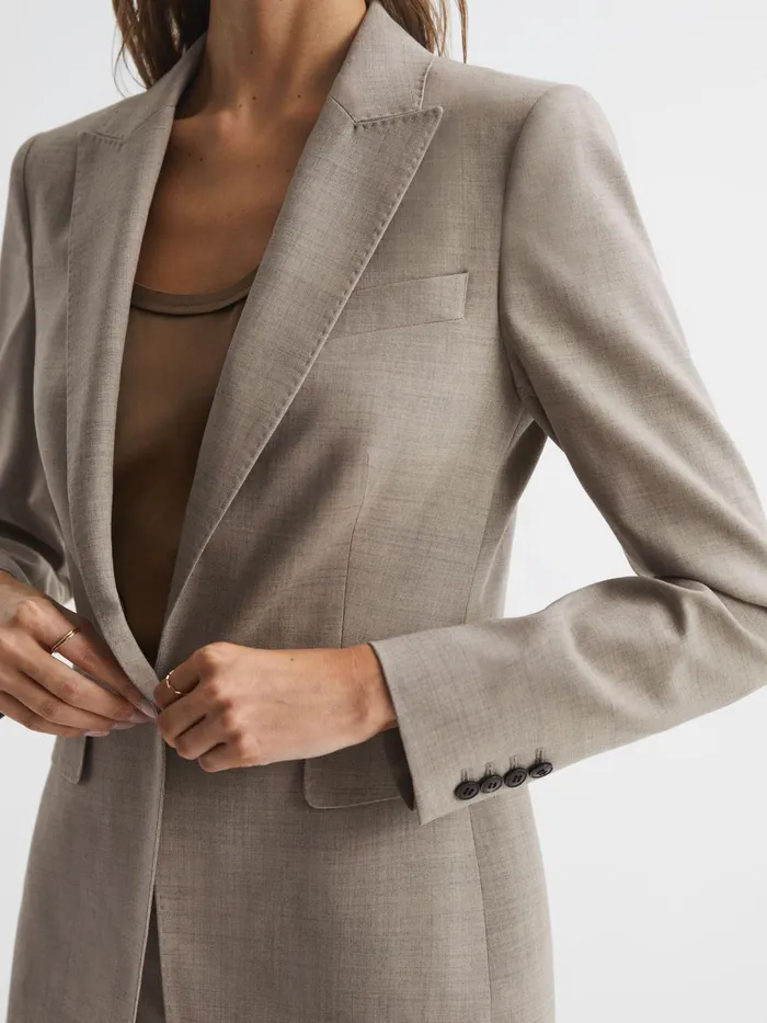 Reiss Suits and Tailoring Emily Wool Blend Tailored Blazer Oatmeal 8211 Women