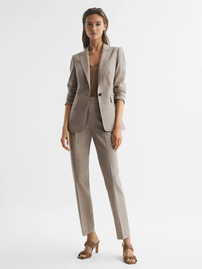 Reiss Suits and Tailoring Emily Wool Blend Tailored Blazer Oatmeal 8211 Women