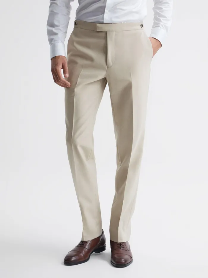 Reiss Suits and Tailoring Fine Modern Fit Wool Trousers Stone 8211 Men