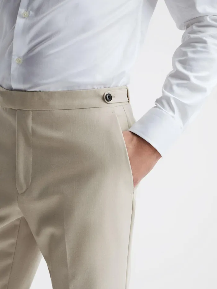 Reiss Suits and Tailoring Fine Modern Fit Wool Trousers Stone 8211 Men