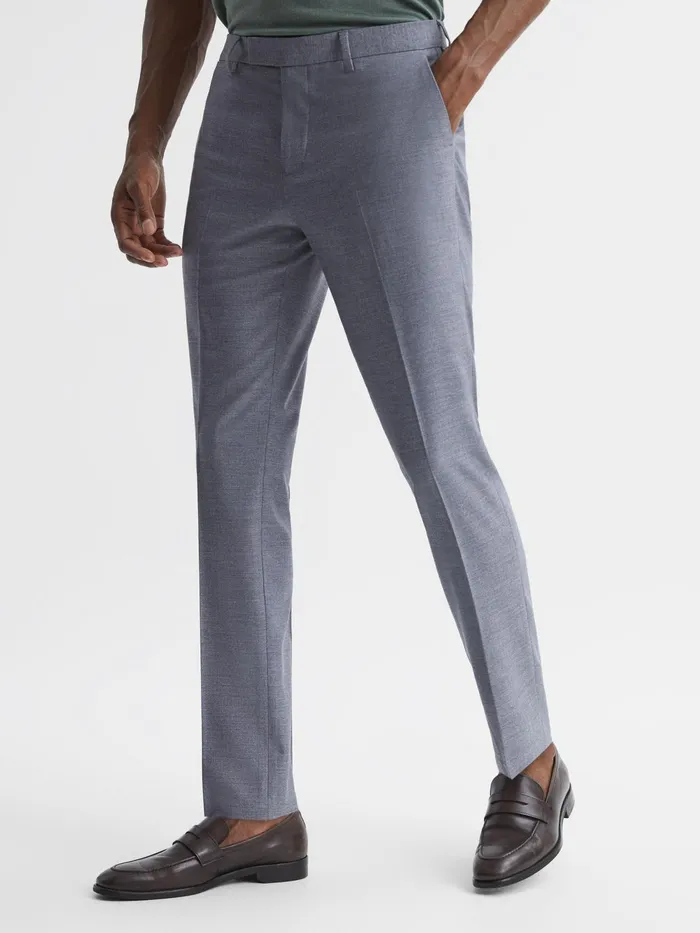 Reiss Suits and Tailoring Fold Slim Fit Trousers Airforce Blue 8211 Men