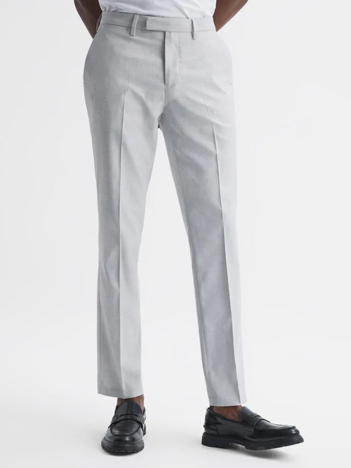 Reiss Suits and Tailoring Fold Slim Fit Trousers Light Grey 8211 Men