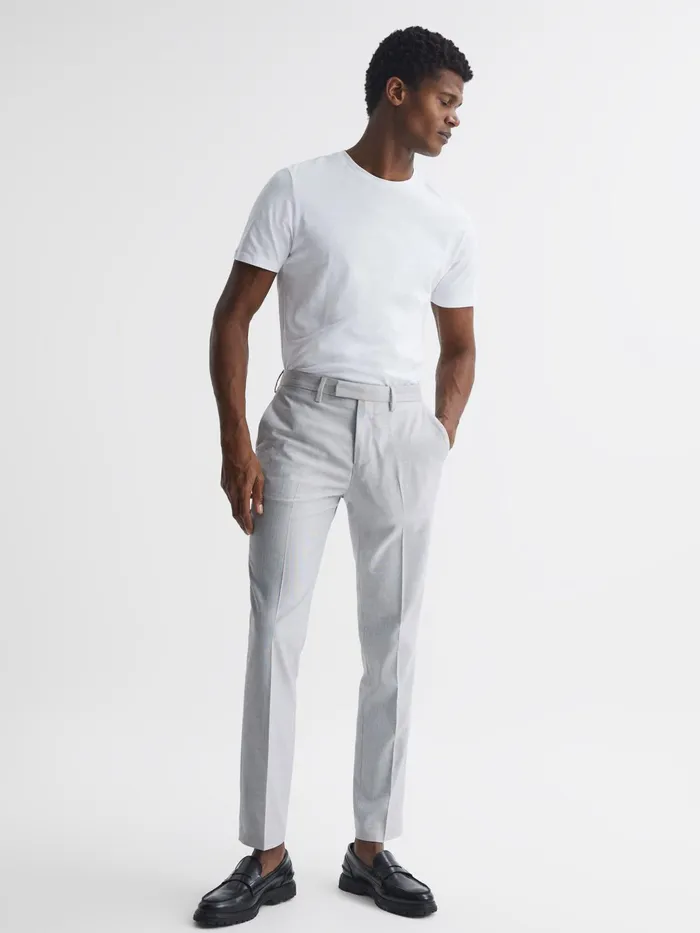 Reiss Suits and Tailoring Fold Slim Fit Trousers Light Grey 8211 Men