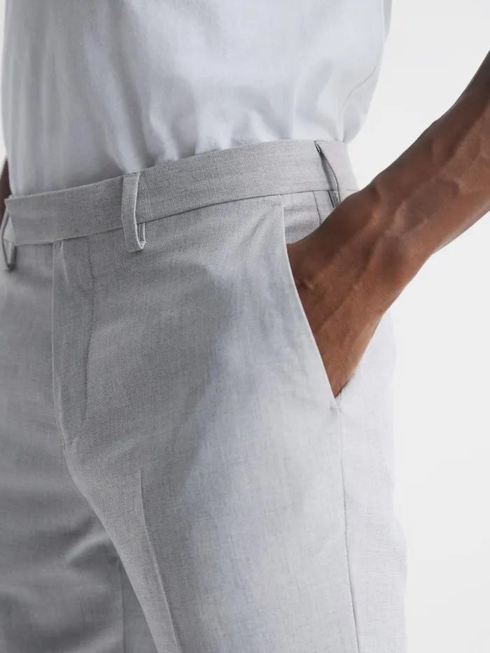 Reiss Suits and Tailoring Fold Slim Fit Trousers Light Grey 8211 Men