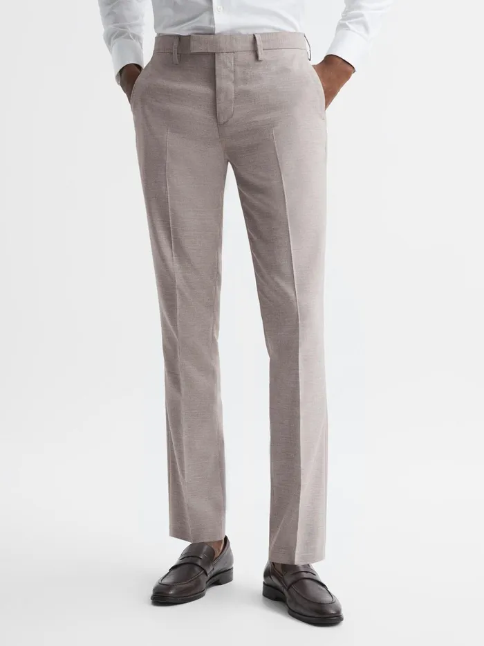 Reiss Suits and Tailoring Fold Slim Fit Trousers Oatmeal 8211 Men