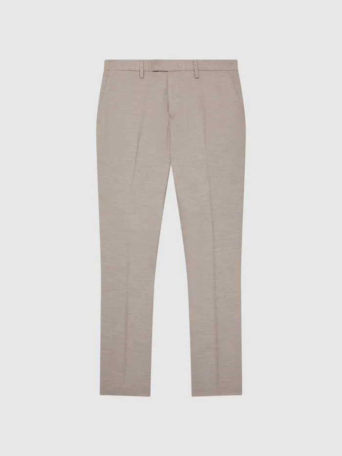 Reiss Suits and Tailoring Fold Slim Fit Trousers Oatmeal 8211 Men
