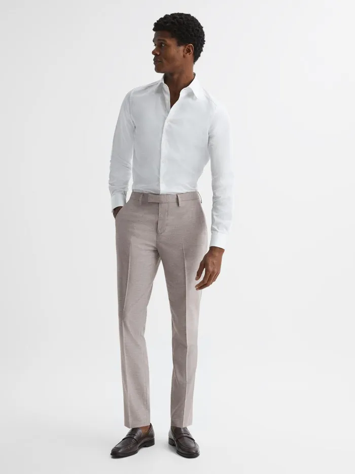 Reiss Suits and Tailoring Fold Slim Fit Trousers Oatmeal 8211 Men