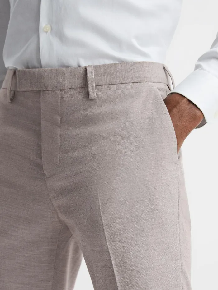 Reiss Suits and Tailoring Fold Slim Fit Trousers Oatmeal 8211 Men