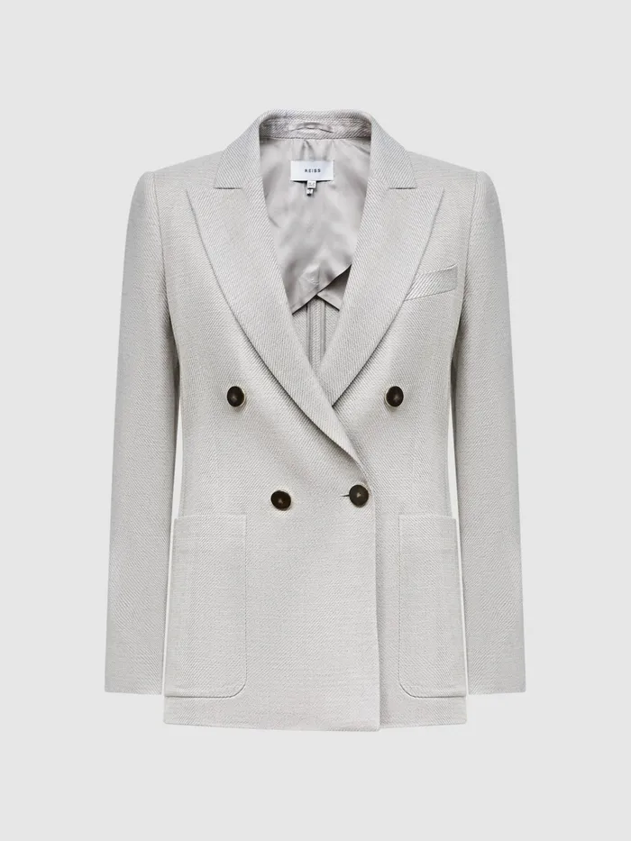 Reiss Suits and Tailoring Gaia Tailored Double Breasted Blazer Neutral 8211 Women