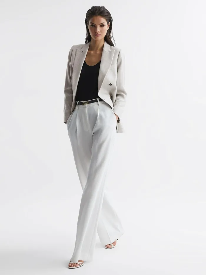 Reiss Suits and Tailoring Gaia Tailored Double Breasted Blazer Neutral 8211 Women