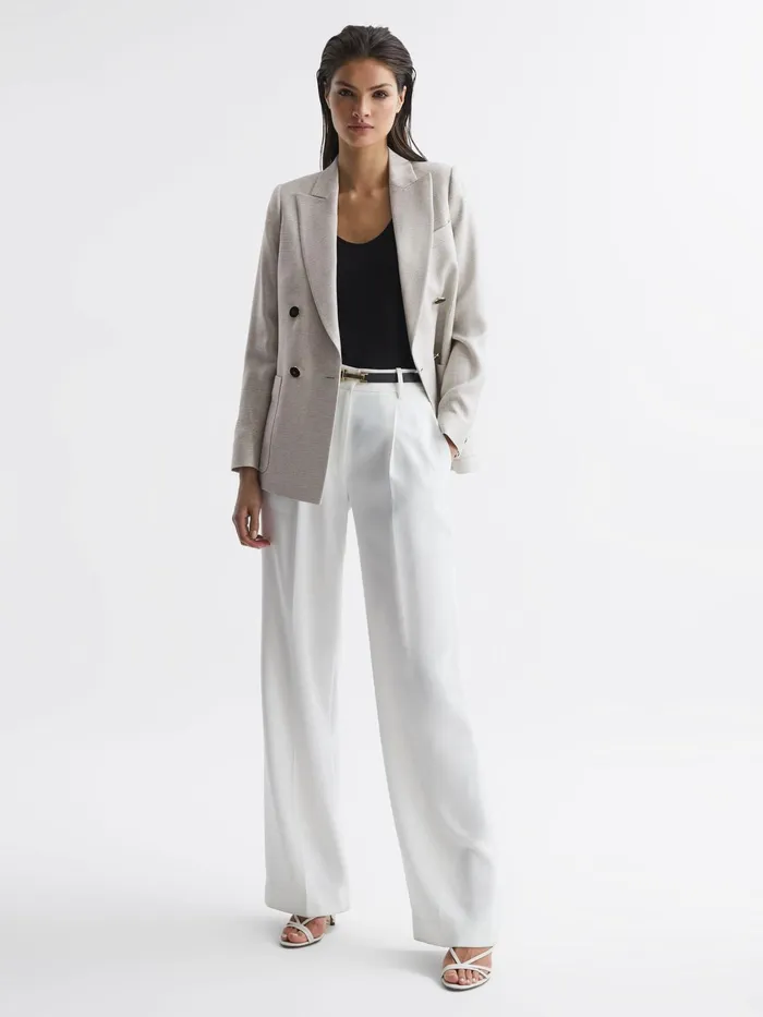 Reiss Suits and Tailoring Gaia Tailored Double Breasted Blazer Neutral 8211 Women
