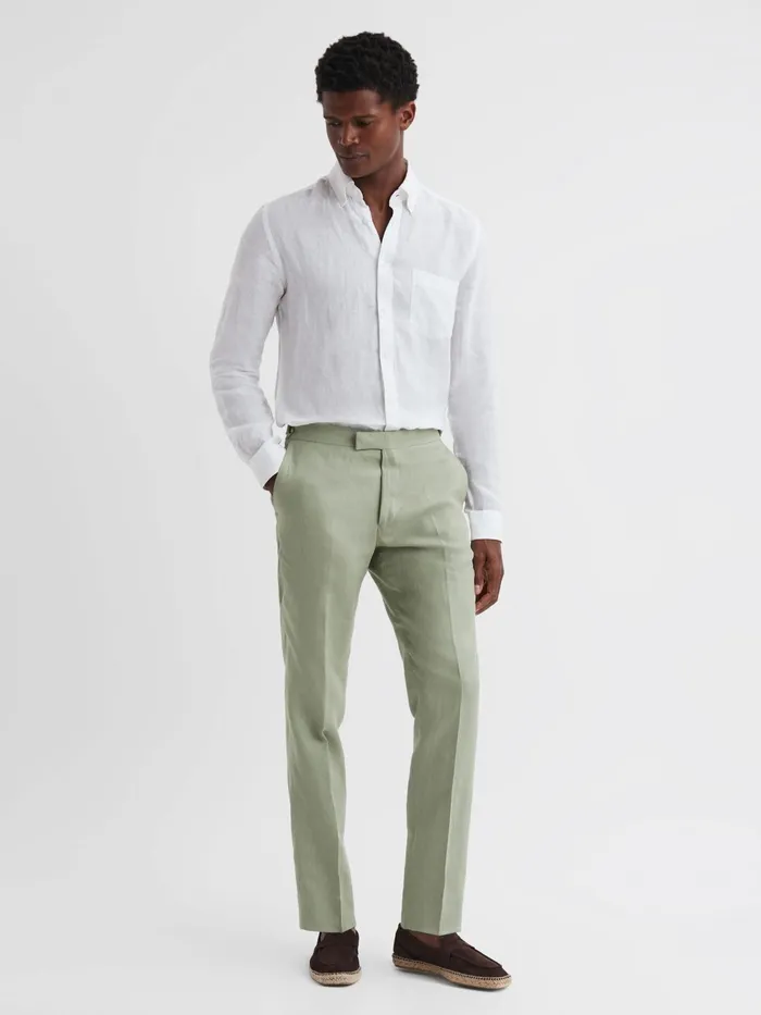 Reiss Suits and Tailoring Kin Linen Formal Trousers Apple 8211 Men