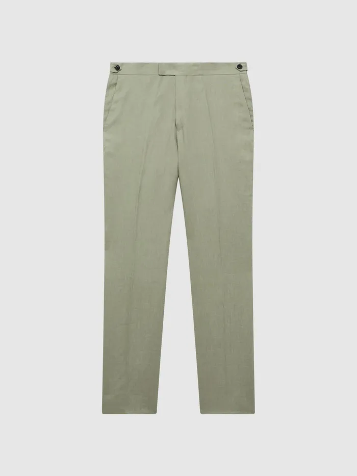 Reiss Suits and Tailoring Kin Linen Formal Trousers Apple 8211 Men