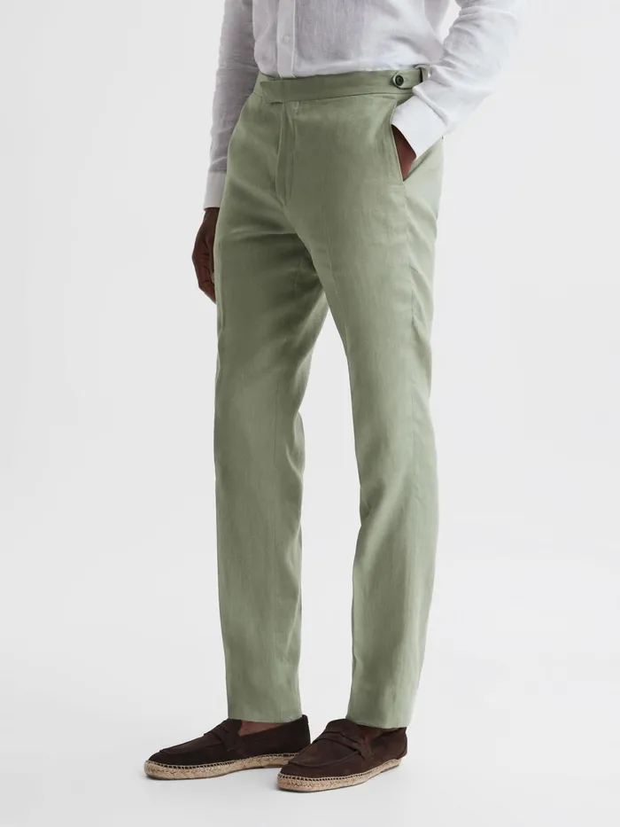 Reiss Suits and Tailoring Kin Linen Formal Trousers Apple 8211 Men
