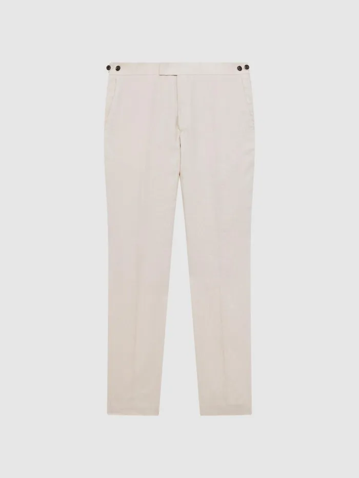 Reiss Suits and Tailoring Kin Linen Formal Trousers Stone 8211 Men