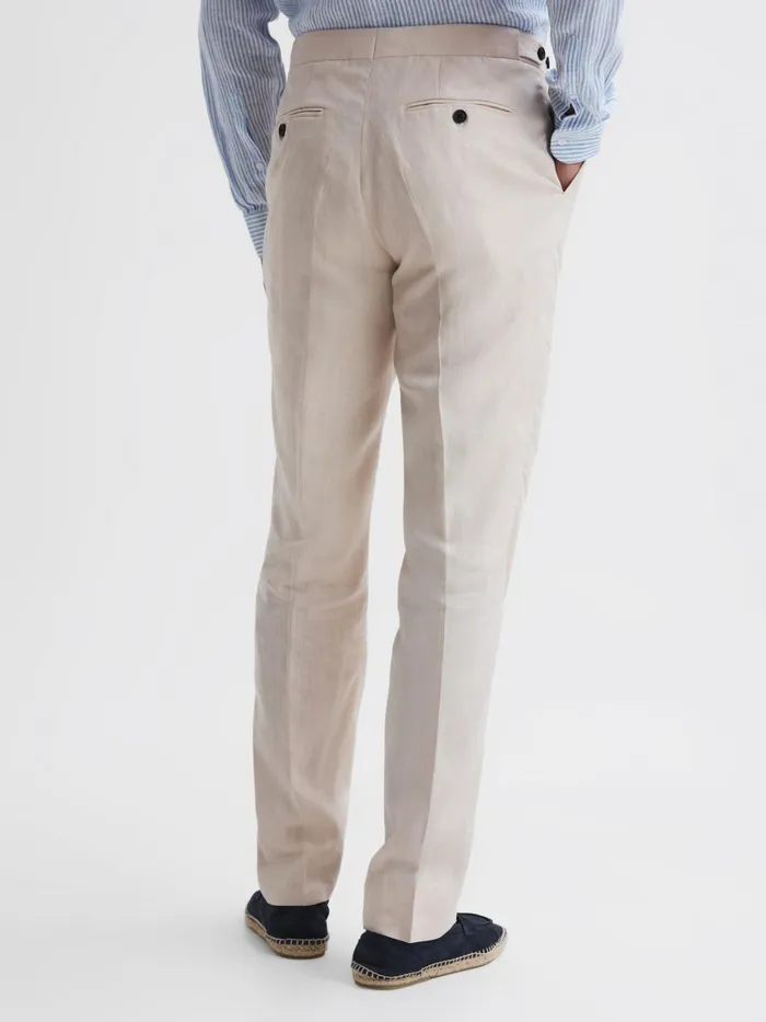 Reiss Suits and Tailoring Kin Linen Formal Trousers Stone 8211 Men