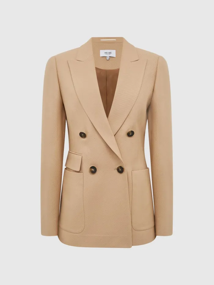 Reiss Suits and Tailoring Larsson Double Breasted Twill Blazer Camel 8211 Women