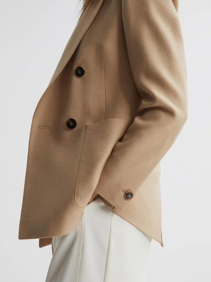 Reiss Suits and Tailoring Larsson Double Breasted Twill Blazer Camel 8211 Women