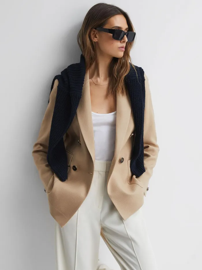 Reiss Suits and Tailoring Larsson Double Breasted Twill Blazer Camel 8211 Women
