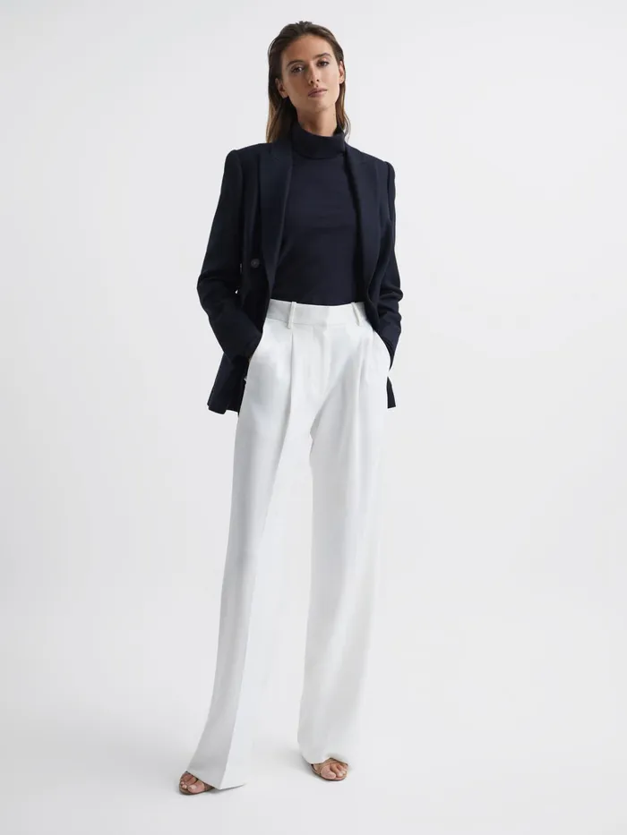 Reiss Suits and Tailoring Larsson Double Breasted Twill Blazer Navy 8211 Women