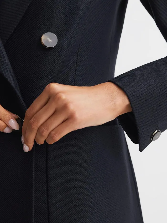 Reiss Suits and Tailoring Larsson Double Breasted Twill Blazer Navy 8211 Women