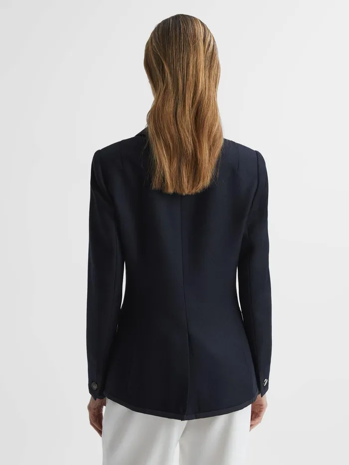 Reiss Suits and Tailoring Larsson Double Breasted Twill Blazer Navy 8211 Women